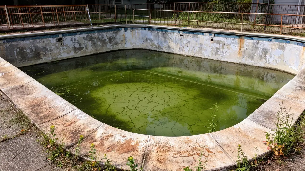 Pool contractor — Backyard villa — Mineral Sapphire re-line before renovation