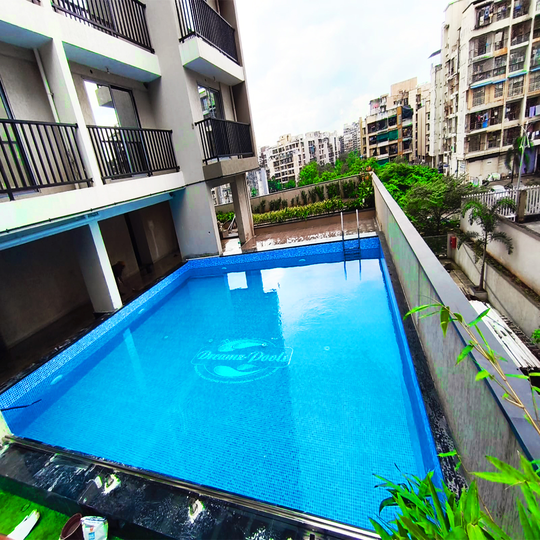 Pool contractor — Podium-level residential swimming pool in highrise