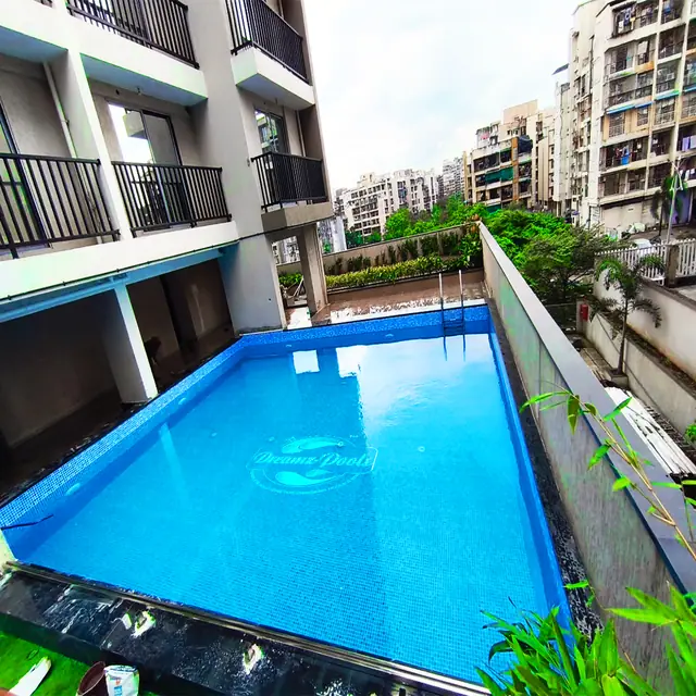 Pool contractor — Podium-level residential swimming pool in highrise