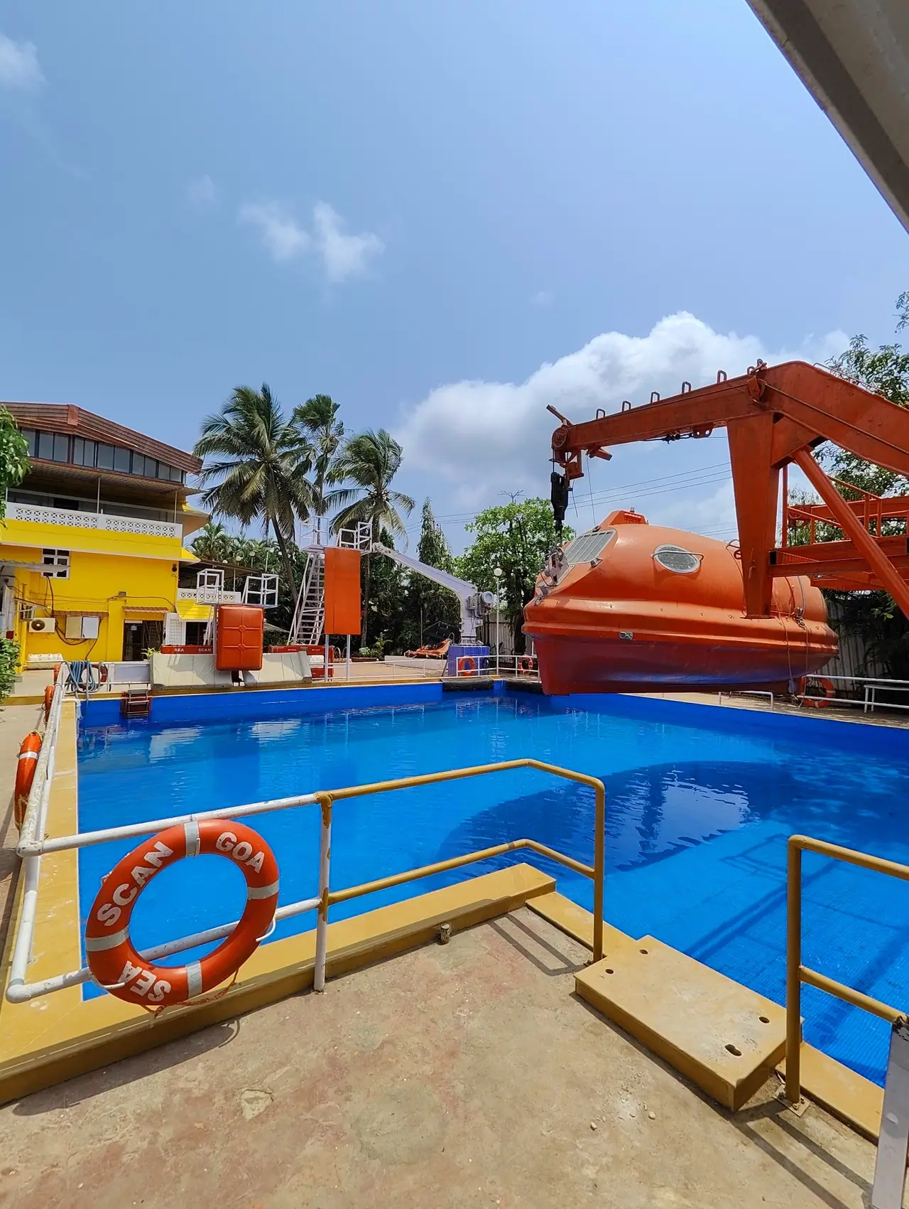 Pool contractor — Sea Scan Goa training pool with lifeboat rig